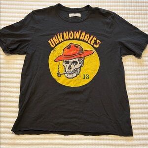 Cropped imogene + willie Black Graphic Tee with Yellow and Red Accents